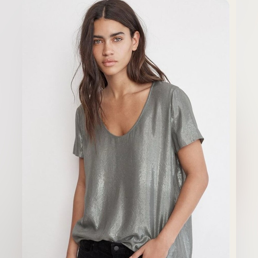 Velvet By Graham & Spencer Agatha Metallic Scoop Top